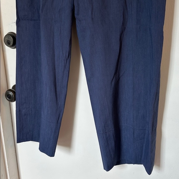 Theory Wide Leg Linen blend navy crop Pants size 10 - Picture 3 of 8